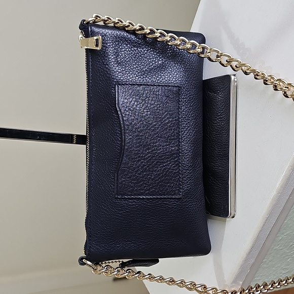 COACH Quinn Navy/Goldtone Hardware Pebbled Leather Chain Strap Crossbody EUC - Picture 11 of 16